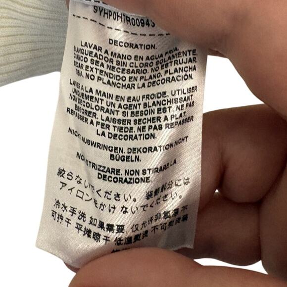 Guess Striped Ribbed Hooded Full Zip Sweater Slim Fit White Brown Size Medium - Picture 6 of 7